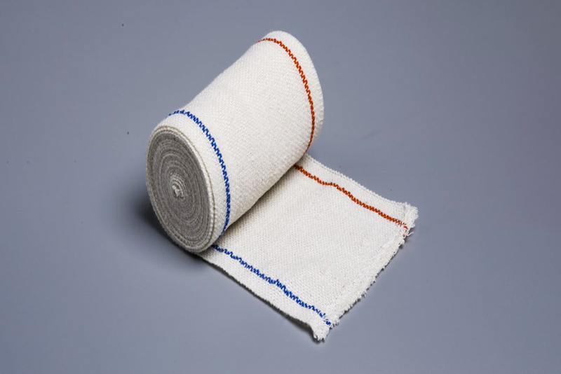 Bandagem elástica lisa de spandex com linhas vermelhas e azuis